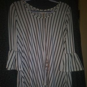 Cotton 3/4 sleeve striped blouse